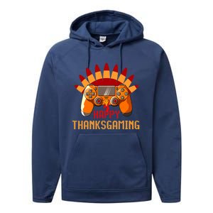 Funny Cute Thanksgiving Gamer Turkey Gaming Controller Boys Performance Fleece Hoodie