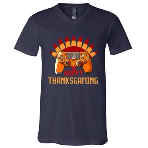 Funny Cute Thanksgiving Gamer Turkey Gaming Controller Boys V-Neck T-Shirt