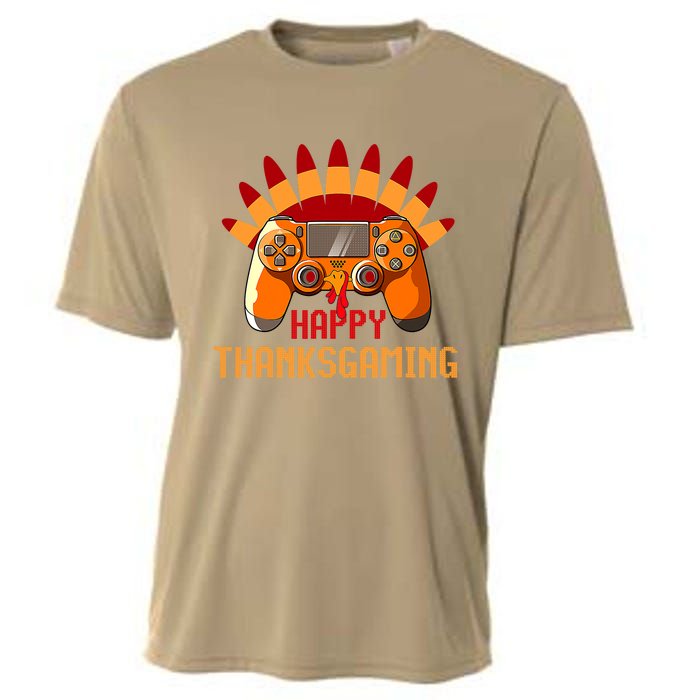 Funny Cute Thanksgiving Gamer Turkey Gaming Controller Boys Cooling Performance Crew T-Shirt