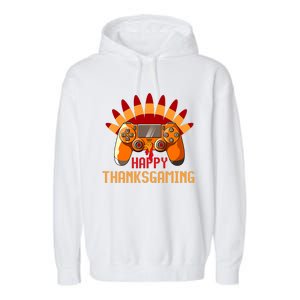 Funny Cute Thanksgiving Gamer Turkey Gaming Controller Boys Garment-Dyed Fleece Hoodie