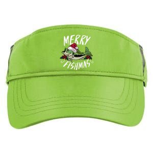 Funny Christmas Themed Bass Fishing Design Merry Fishmas Hoodie Adult Drive Performance Visor