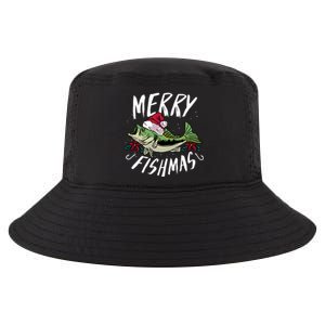 Funny Christmas Themed Bass Fishing Design Merry Fishmas Hoodie Cool Comfort Performance Bucket Hat