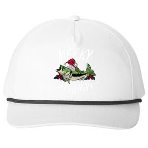 Funny Christmas Themed Bass Fishing Design Merry Fishmas Hoodie Snapback Five-Panel Rope Hat