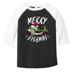 Funny Christmas Themed Bass Fishing Design Merry Fishmas Hoodie Toddler Fine Jersey T-Shirt