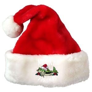 Funny Christmas Themed Bass Fishing Design Merry Fishmas Hoodie Premium Christmas Santa Hat