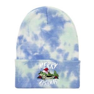 Funny Christmas Themed Bass Fishing Design Merry Fishmas Hoodie Tie Dye 12in Knit Beanie