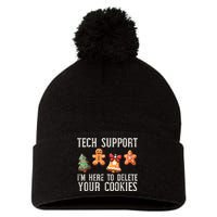 Funny Christmas Tech Support Here To Delete Cookies Pom Pom 12in Knit Beanie