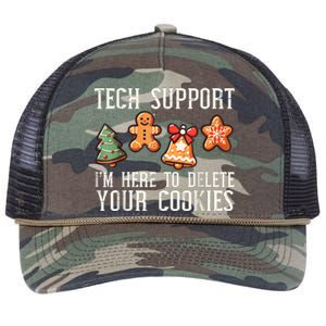 Funny Christmas Tech Support Here To Delete Cookies Retro Rope Trucker Hat Cap