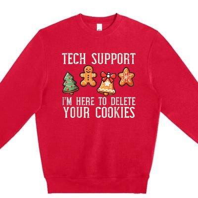 Funny Christmas Tech Support Here To Delete Cookies Premium Crewneck Sweatshirt