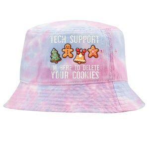 Funny Christmas Tech Support Here To Delete Cookies Tie-Dyed Bucket Hat