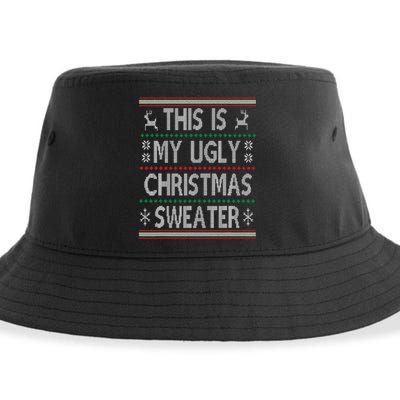 Funny Christmas This Is My Ugly Sweater Gift Sustainable Bucket Hat