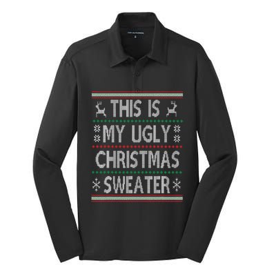 Funny Christmas This Is My Ugly Sweater Gift Silk Touch Performance Long Sleeve Polo