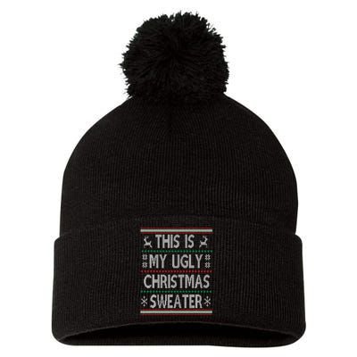 Funny Christmas This Is My Ugly Sweater Gift Pom Pom 12in Knit Beanie