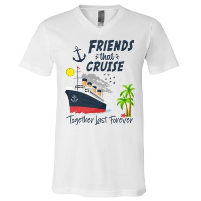 Friends Cruise Together 2024 Vacation V-Neck T-Shirt