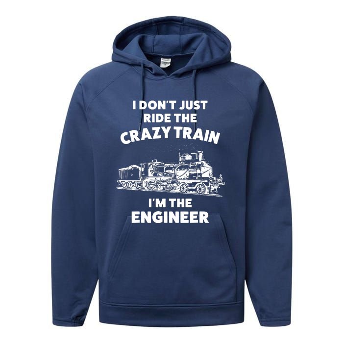 Funny Crazy Train Engineer Shirts For Women Men Performance Fleece Hoodie