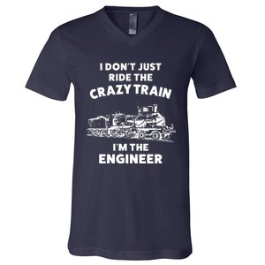 Funny Crazy Train Engineer Shirts For Women Men V-Neck T-Shirt