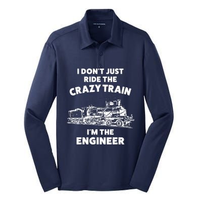 Funny Crazy Train Engineer Shirts For Women Men Silk Touch Performance Long Sleeve Polo