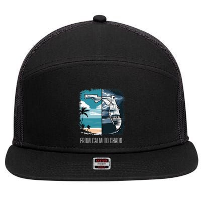 From Calm To Chaos Florida Beach Weather Storm 7 Panel Mesh Trucker Snapback Hat