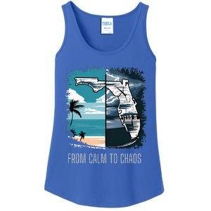 From Calm To Chaos Florida Beach Weather Storm Ladies Essential Tank