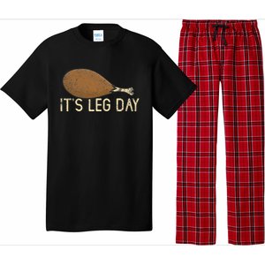 Funny Cute Turkey Thanksgiving It's Leg Day Gym Workout Pajama Set