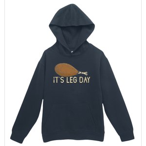 Funny Cute Turkey Thanksgiving It's Leg Day Gym Workout Urban Pullover Hoodie