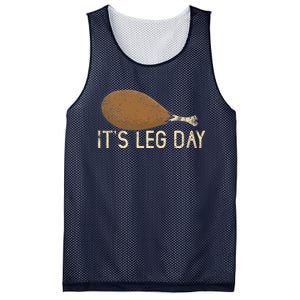 Funny Cute Turkey Thanksgiving It's Leg Day Gym Workout Mesh Reversible Basketball Jersey Tank