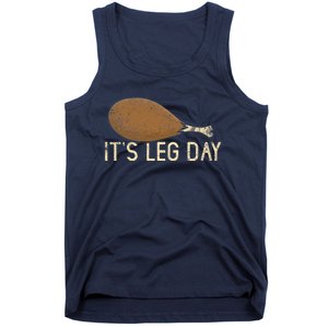 Funny Cute Turkey Thanksgiving It's Leg Day Gym Workout Tank Top