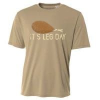 Funny Cute Turkey Thanksgiving It's Leg Day Gym Workout Cooling Performance Crew T-Shirt