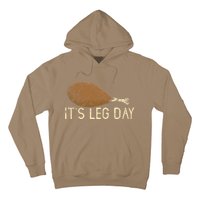 Funny Cute Turkey Thanksgiving It's Leg Day Gym Workout Hoodie