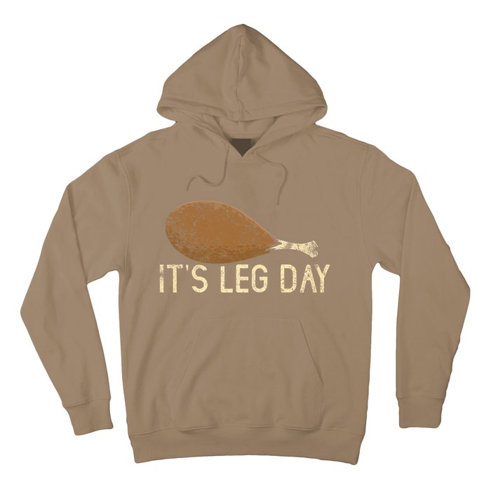 Funny Cute Turkey Thanksgiving It's Leg Day Gym Workout Hoodie