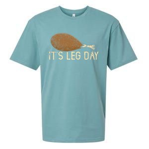 Funny Cute Turkey Thanksgiving It's Leg Day Gym Workout Sueded Cloud Jersey T-Shirt