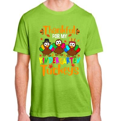 Funny Cute Thankful For My Kindergarten Turkeys Thanksgiving Teacher Adult ChromaSoft Performance T-Shirt