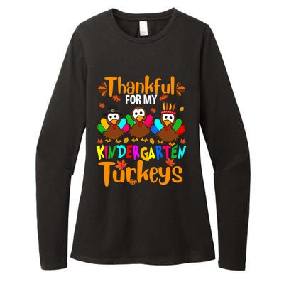 Funny Cute Thankful For My Kindergarten Turkeys Thanksgiving Teacher Womens CVC Long Sleeve Shirt