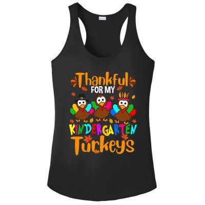 Funny Cute Thankful For My Kindergarten Turkeys Thanksgiving Teacher Ladies PosiCharge Competitor Racerback Tank