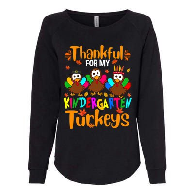 Funny Cute Thankful For My Kindergarten Turkeys Thanksgiving Teacher Womens California Wash Sweatshirt