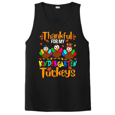 Funny Cute Thankful For My Kindergarten Turkeys Thanksgiving Teacher PosiCharge Competitor Tank