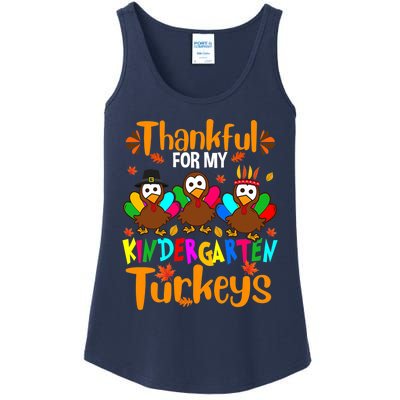 Funny Cute Thankful For My Kindergarten Turkeys Thanksgiving Teacher Ladies Essential Tank