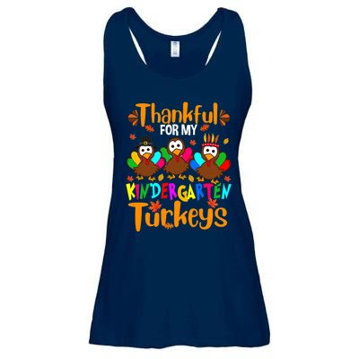 Funny Cute Thankful For My Kindergarten Turkeys Thanksgiving Teacher Ladies Essential Flowy Tank