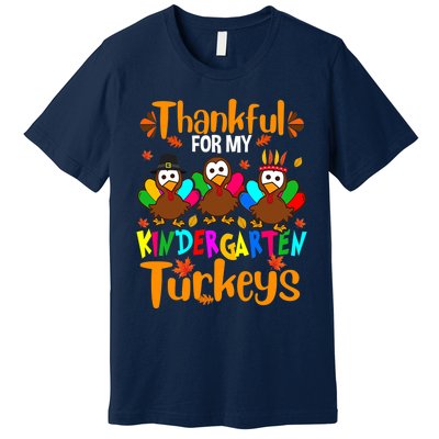 Funny Cute Thankful For My Kindergarten Turkeys Thanksgiving Teacher Premium T-Shirt