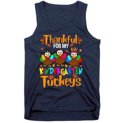 Funny Cute Thankful For My Kindergarten Turkeys Thanksgiving Teacher Tank Top