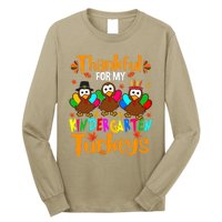 Funny Cute Thankful For My Kindergarten Turkeys Thanksgiving Teacher Long Sleeve Shirt