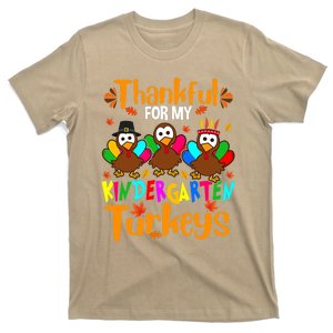 Funny Cute Thankful For My Kindergarten Turkeys Thanksgiving Teacher T-Shirt