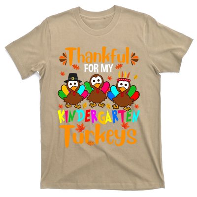 Funny Cute Thankful For My Kindergarten Turkeys Thanksgiving Teacher T-Shirt