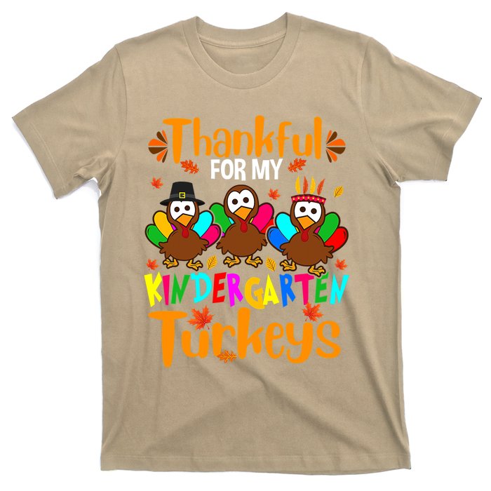 Funny Cute Thankful For My Kindergarten Turkeys Thanksgiving Teacher T-Shirt