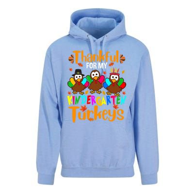 Funny Cute Thankful For My Kindergarten Turkeys Thanksgiving Teacher Unisex Surf Hoodie