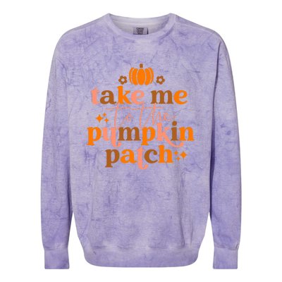 Funny Cute Take Me To The Pumpkin Patch Autumn Fall Thanksgiving Retro Colorblast Crewneck Sweatshirt