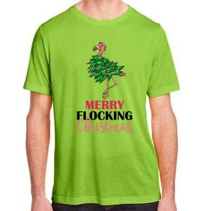 Flamingo Christmas Tree Merry Flocking Christmas Funny Pun Gift Adult ChromaSoft Performance T-Shirt