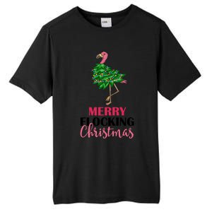 Flamingo Christmas Tree Merry Flocking Christmas Funny Pun Gift Tall Fusion ChromaSoft Performance T-Shirt