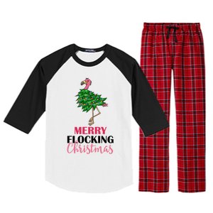 Flamingo Christmas Tree Merry Flocking Christmas Funny Pun Gift Raglan Sleeve Pajama Set