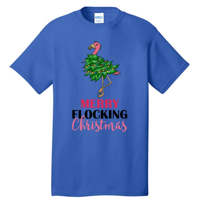 Flamingo Christmas Tree Merry Flocking Christmas Funny Pun Gift Tall T-Shirt